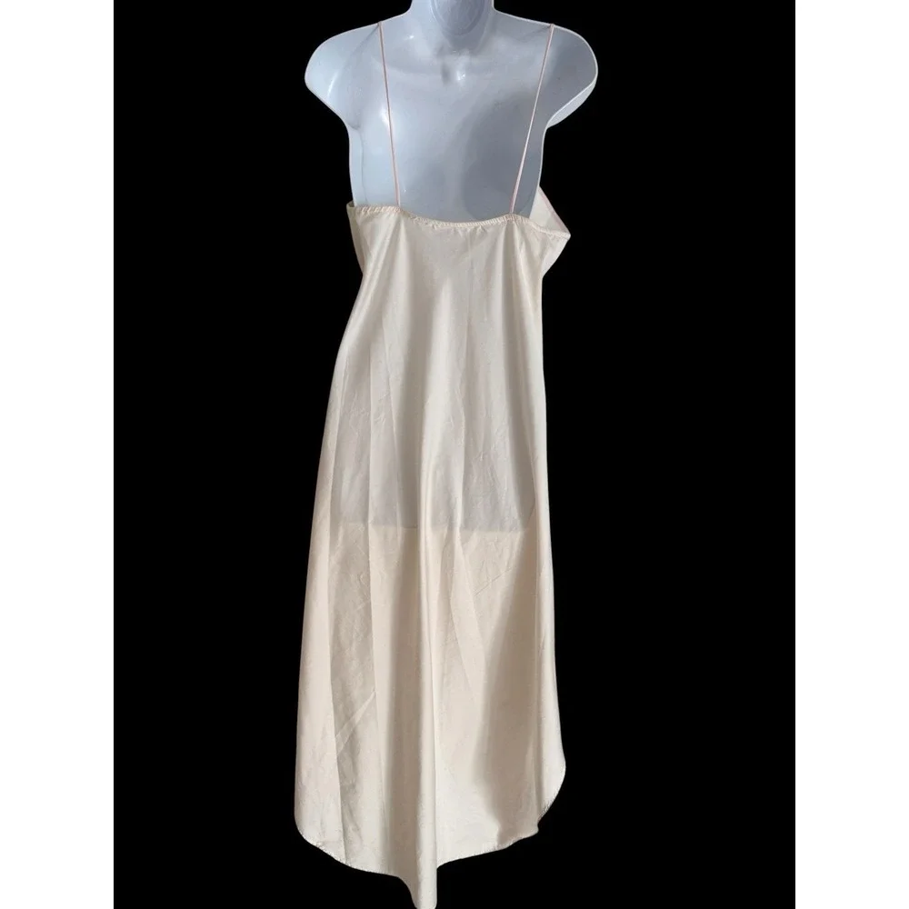 Vtg 80s Natori Slip Dress M Ivory Embroidered‎ Ivory Floral Applique Coquette